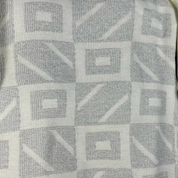 Diane VonFurstenberg Sweater Womens M/L Vintage Shimmer Metallic Retro Art Fall - Picture 6 of 8